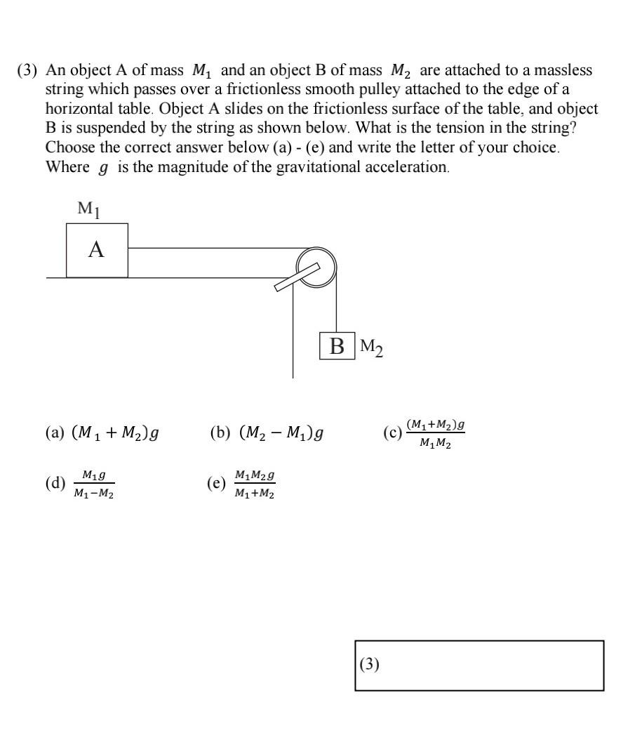 Solved An object A of mass M₁ and an object B of mass M₂ are | Chegg.com