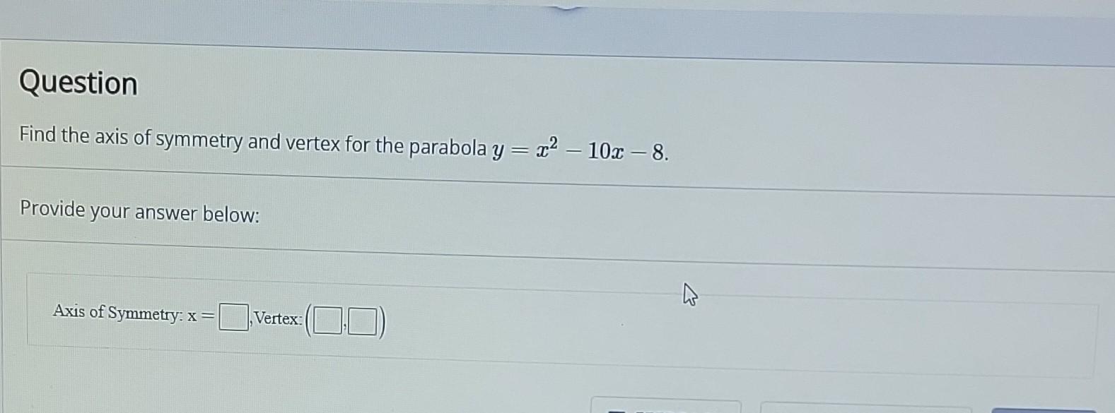 how to find vertex and axis of symmetry of parabola