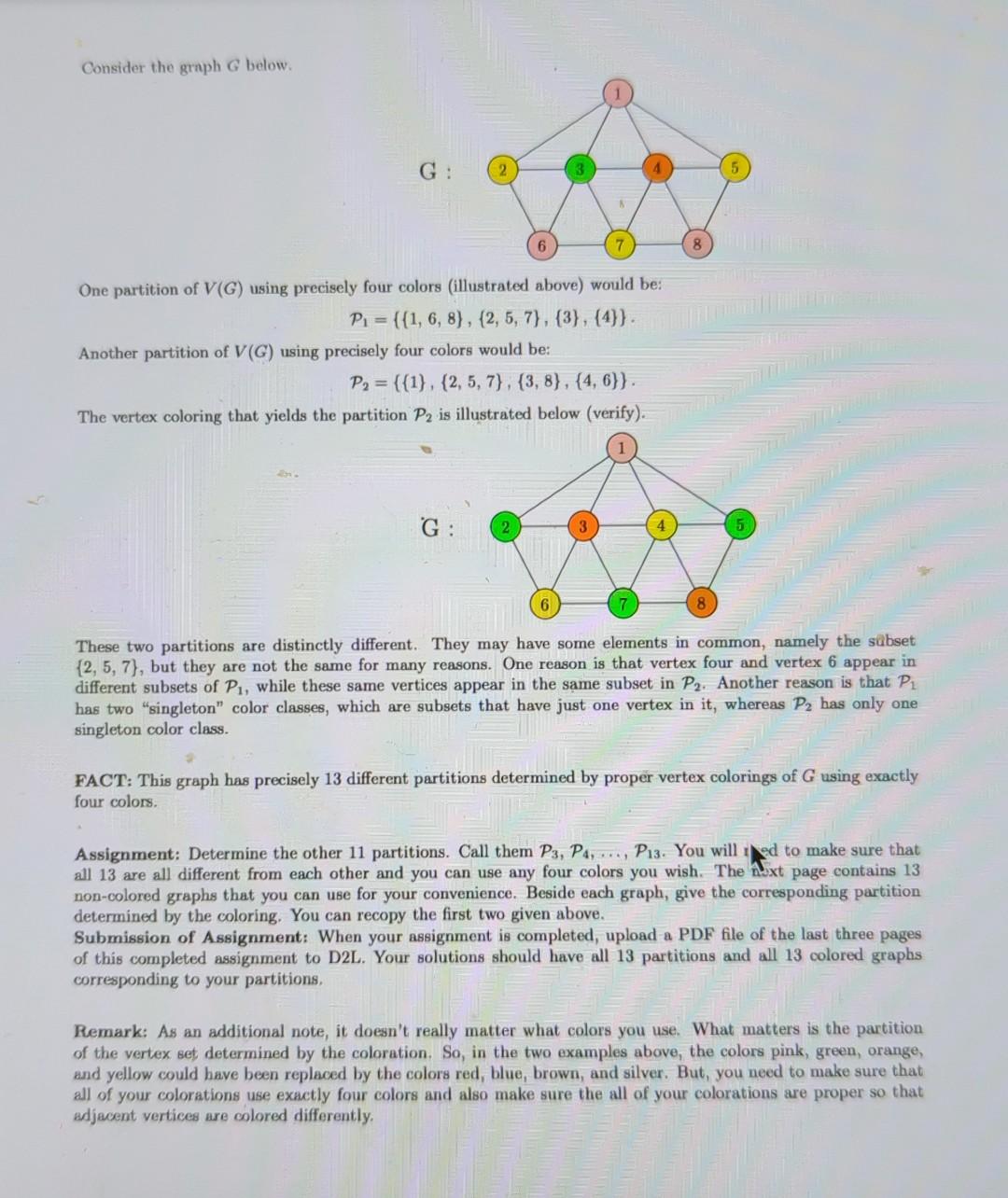 Consider the graph G below. One partition of V(G) | Chegg.com