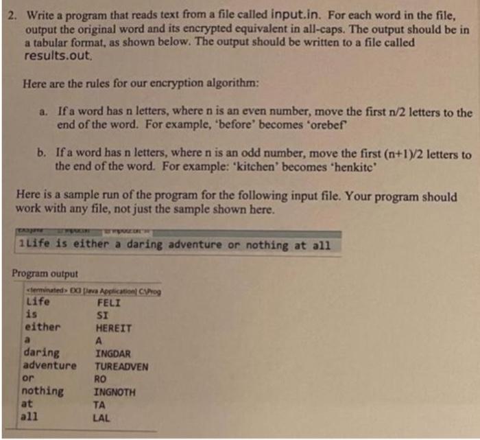 Solved 2. Write a program that reads text from a file called | Chegg.com