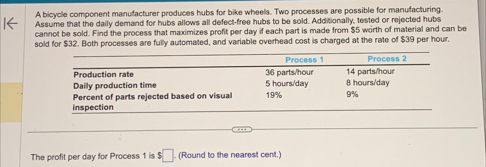 Solved A bicycle component manufacturer produces hubs for