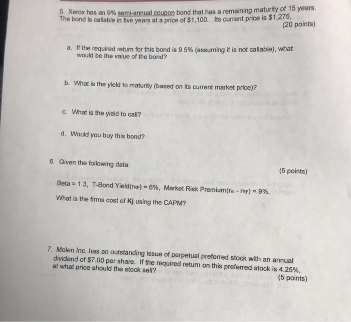 Solved Aerox Has An 9 Semi Annual Coupon Bond That Has A Chegg Com