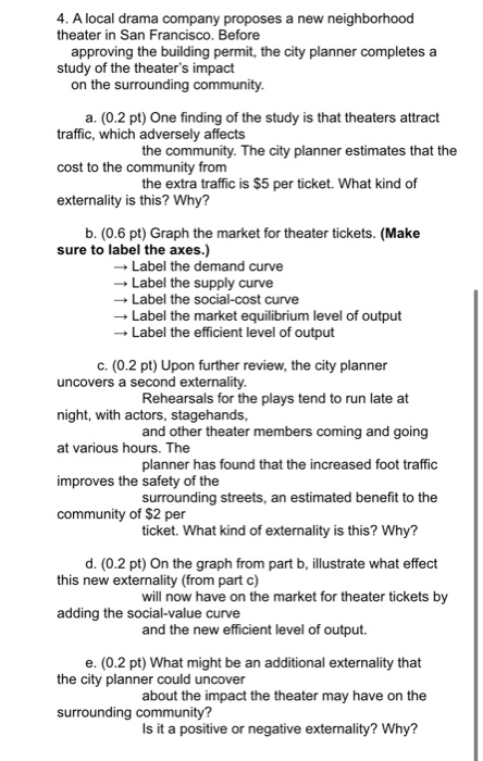 Solved 4. A local drama company proposes a new neighborhood | Chegg.com