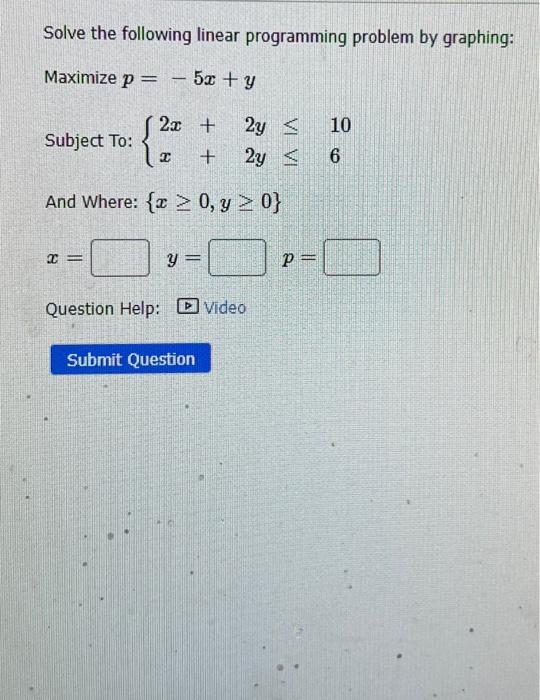 Solved Solve the following linear programming problem by | Chegg.com