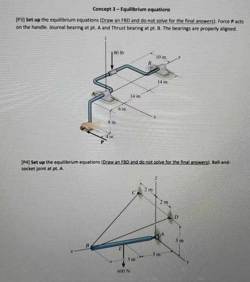 Solved Concept 3 - Equilibrium equations [P3) Set up the | Chegg.com