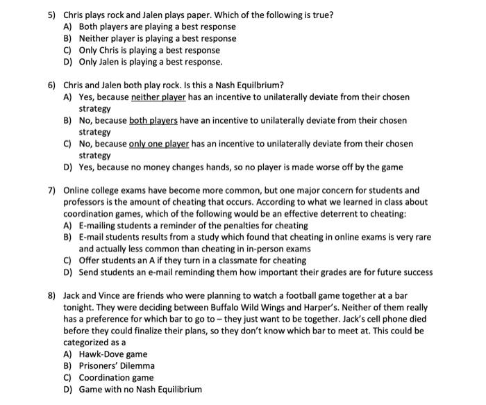 Solved Use the game shown below to answer the following | Chegg.com