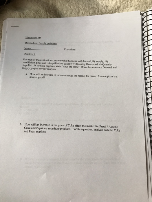  Home Demand And Supply Problems Name Class Time Question For Each Of 