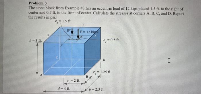 Solved Problem 3 The stone block from Example #3 has an | Chegg.com