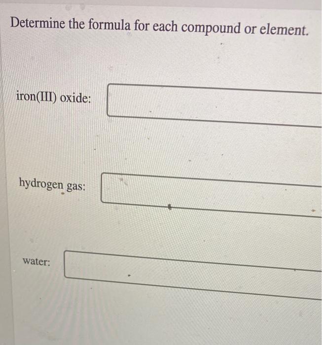 Solved Determine the formula for each compound or element .