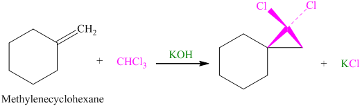 a) Treatment of methylenecyclohexane with chloroform in the presence of str...