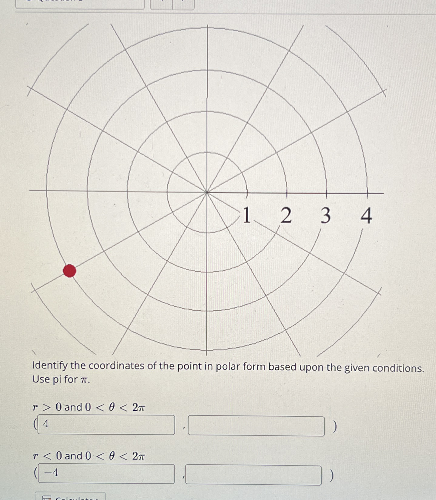 Solved Identify the coordinates of the point in polar form | Chegg.com