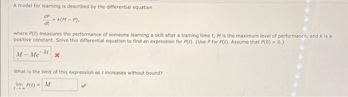 Solved A Model For Learning Is Described By The Differential Chegg
