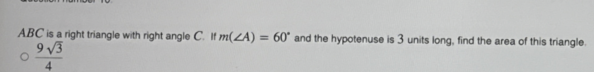 Solved ABC is a right triangle with right angle C. ﻿If | Chegg.com