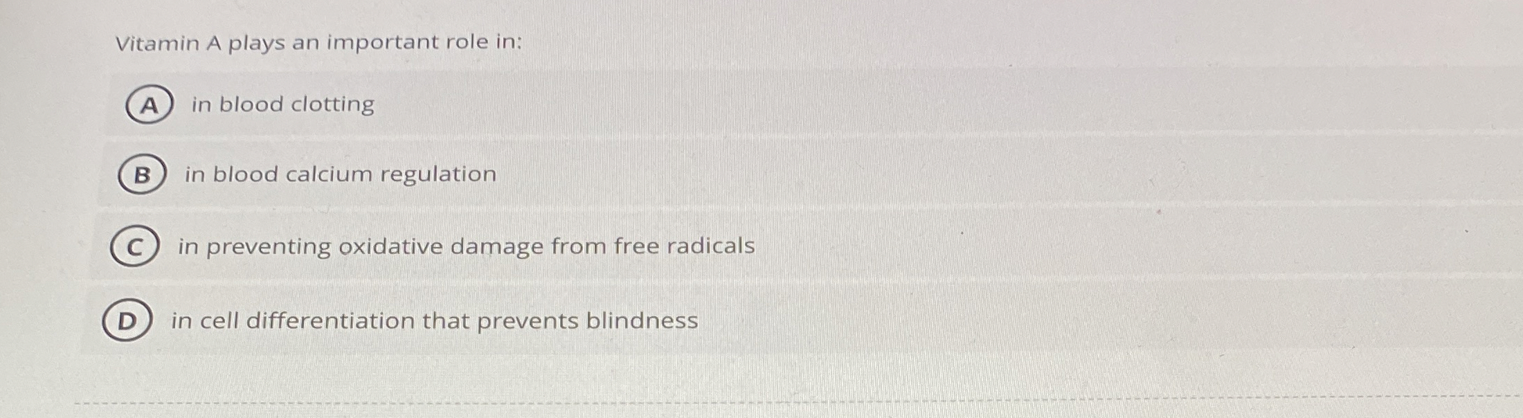 Solved Vitamin A plays an important role inin blood