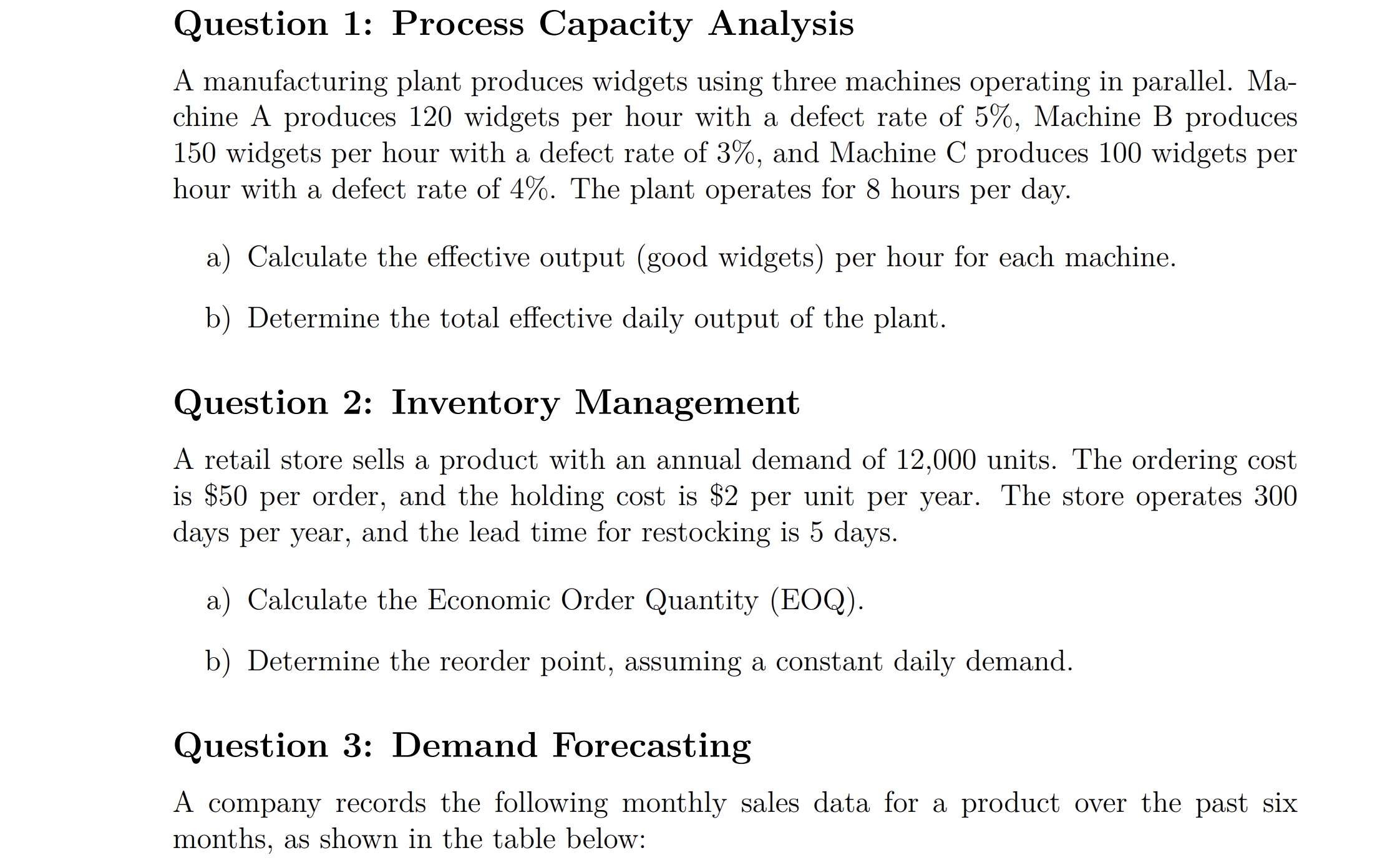 Solved Question 1: Process Capacity Analysis A manufacturing | Chegg.com