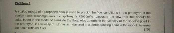 Solved Problem 1 A scaled model of a proposed dam is used to | Chegg.com