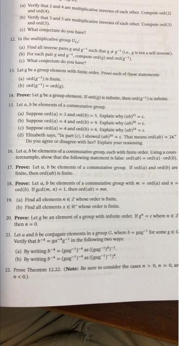 Solved (a) Verify That 2 And 4 Are Multiplicative Inverses | Chegg.com