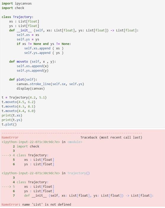 Solved (1) Create a class Trajectory. It has attributes x | Chegg.com