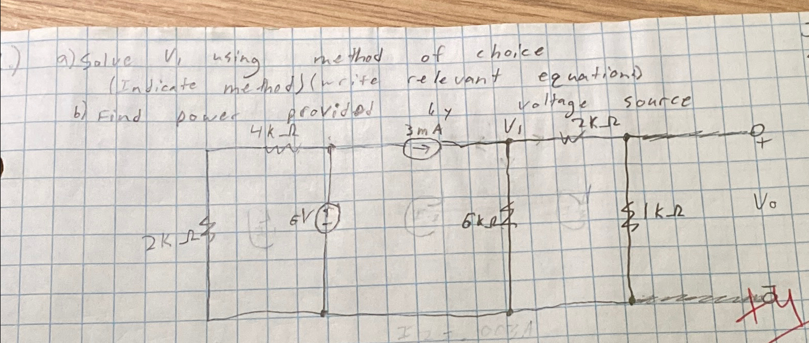 Solved a) ﻿Solve V1 ﻿using method of choice (Indicate | Chegg.com