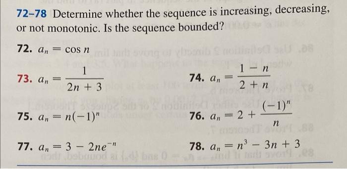Solved 72-78 Determine whether the sequence is increasing, | Chegg.com