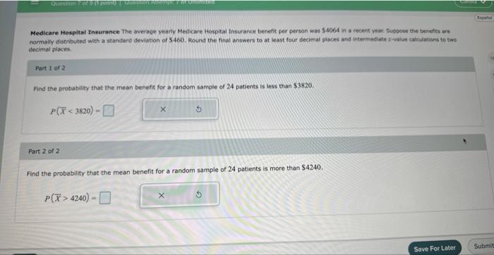 Solved Medicare Hospital Insurance The average yeariy | Chegg.com