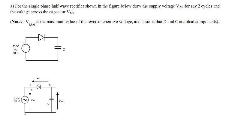 Solved a) For the single phase half wave rectifier shown in | Chegg.com