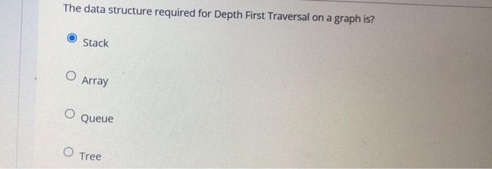 Solved The data structure required for Depth First Traversal | Chegg.com