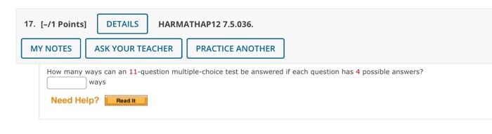 Solved How Many Ways Can An 11-question Multiple-choice Test | Chegg.com