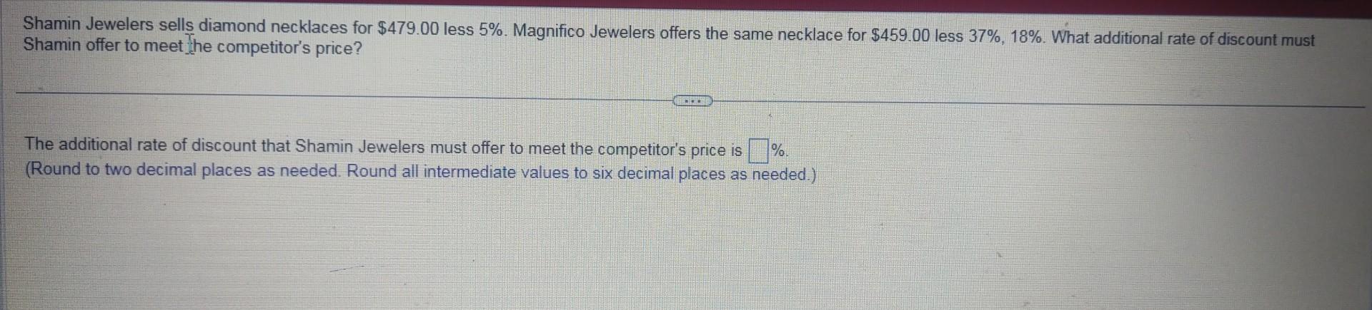 Solved Shamin Jewelers sells diamond necklaces for $479.00 | Chegg.com