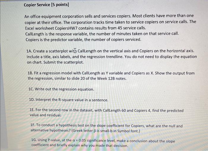 Solved Copier Service [5 points] An office equipment | Chegg.com