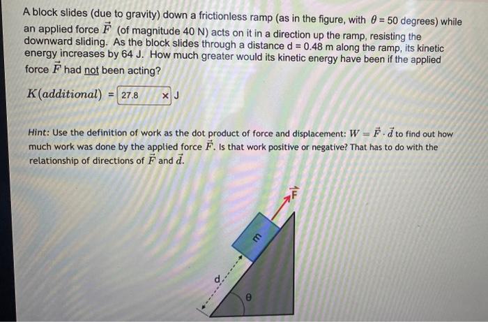 Solved A block slides (due to gravity) down a frictionless | Chegg.com