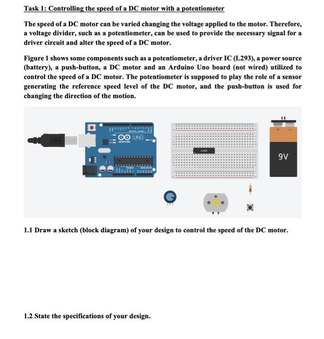 Solved Task 1: Controlling the speed of a DC motor with a | Chegg.com