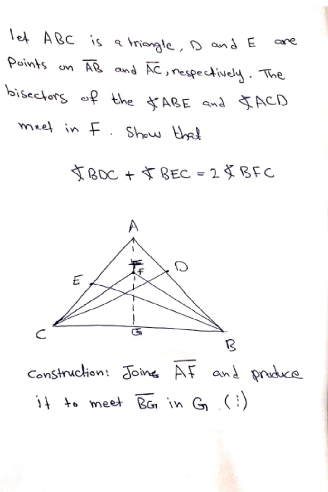 Solved care let ABC is a triangle, D and E points on ĀB and | Chegg.com