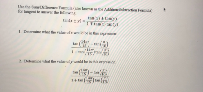 Solved Use the Sum/Difference Formula (also known as the | Chegg.com