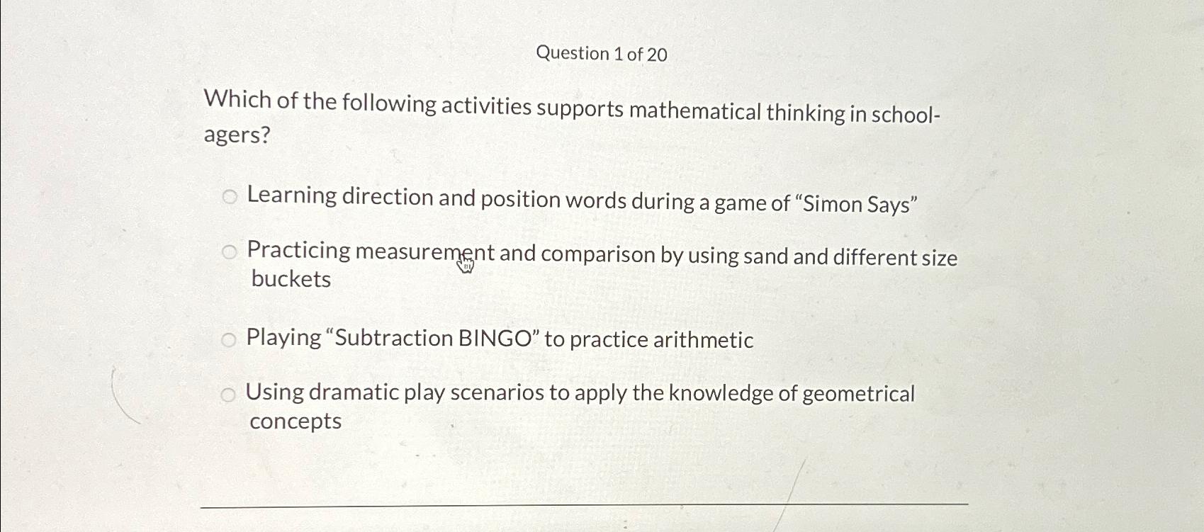 Solved Question 1 ﻿of 20Which of the following activities | Chegg.com