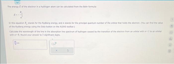 Solved The energy E of the electron in a hydrogen atom can | Chegg.com