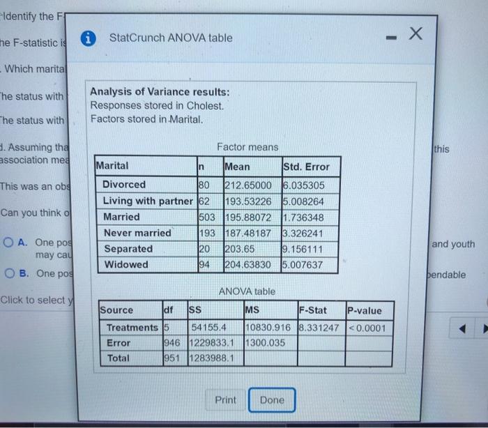 Solved Refer To The StatCrunch Output From A Health And | Chegg.com