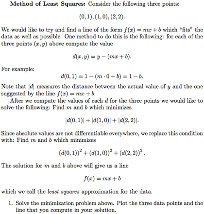 Solved Method of Least Squares: Consider the following three | Chegg.com