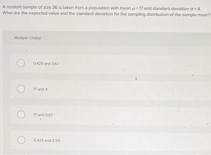 Solved A random sample of size 36 is taken from a population | Chegg.com