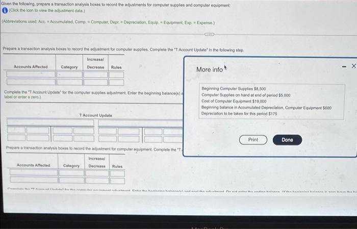 Solved Given the following, prepare a transaction analysis | Chegg.com