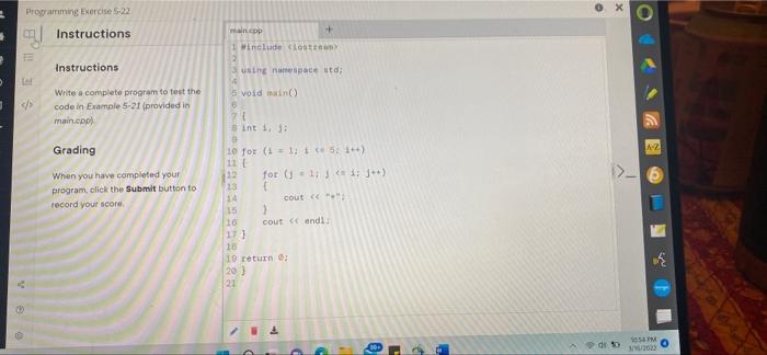 Solved 0 X Programming Exercise 5-22 © | Instructions GA | Chegg.com
