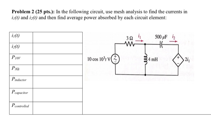 Solved Problem 2 (25 pts.): In the following circuit, use | Chegg.com