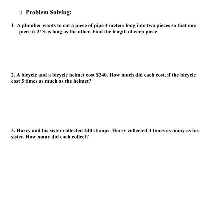 Solved II- Problem Solving: 1- A plumber wants to cut a | Chegg.com