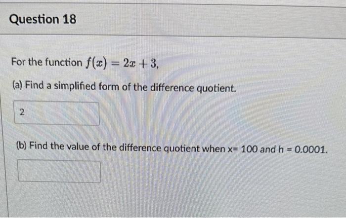 Solved For The Function Fx2x3 A Find A Simplified Form 7097