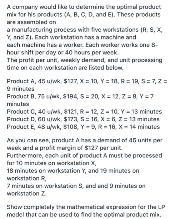 A company would like to determine the optimal product | Chegg.com