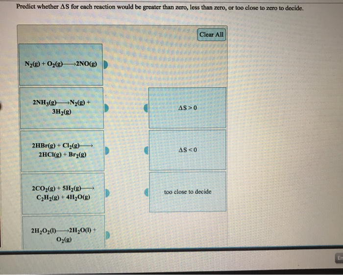 Solved Predict whether AS for each reaction would be greater