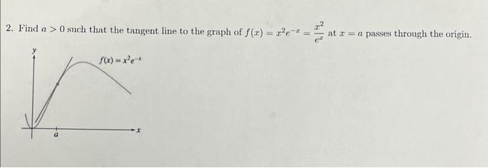 Solved 2. Find a>0 such that the tangent line to the graph | Chegg.com