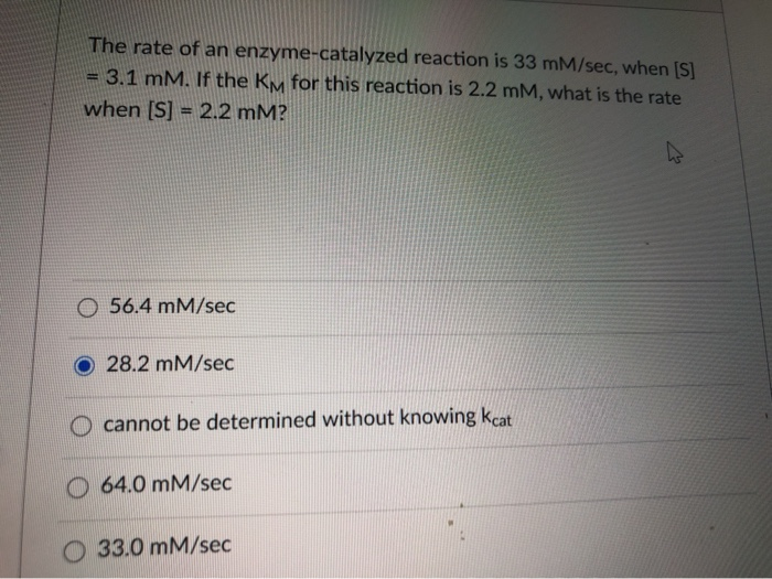 Solved The rate of an enzyme-catalyzed reaction is 33 | Chegg.com