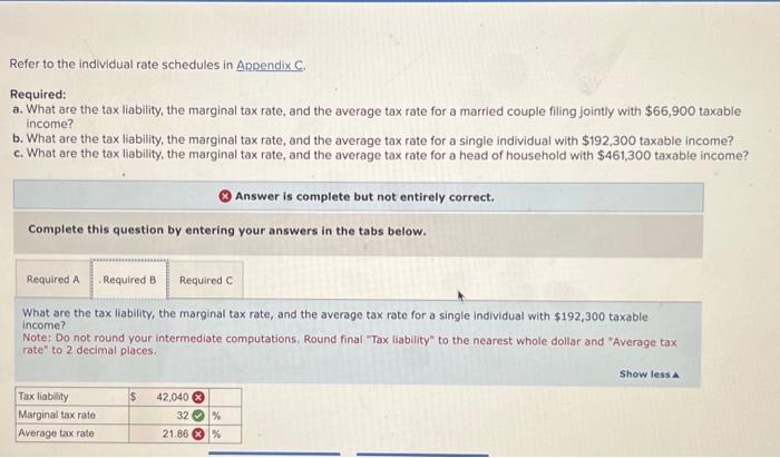 Solved Refer to the individual rate schedules in Appendix C. | Chegg.com