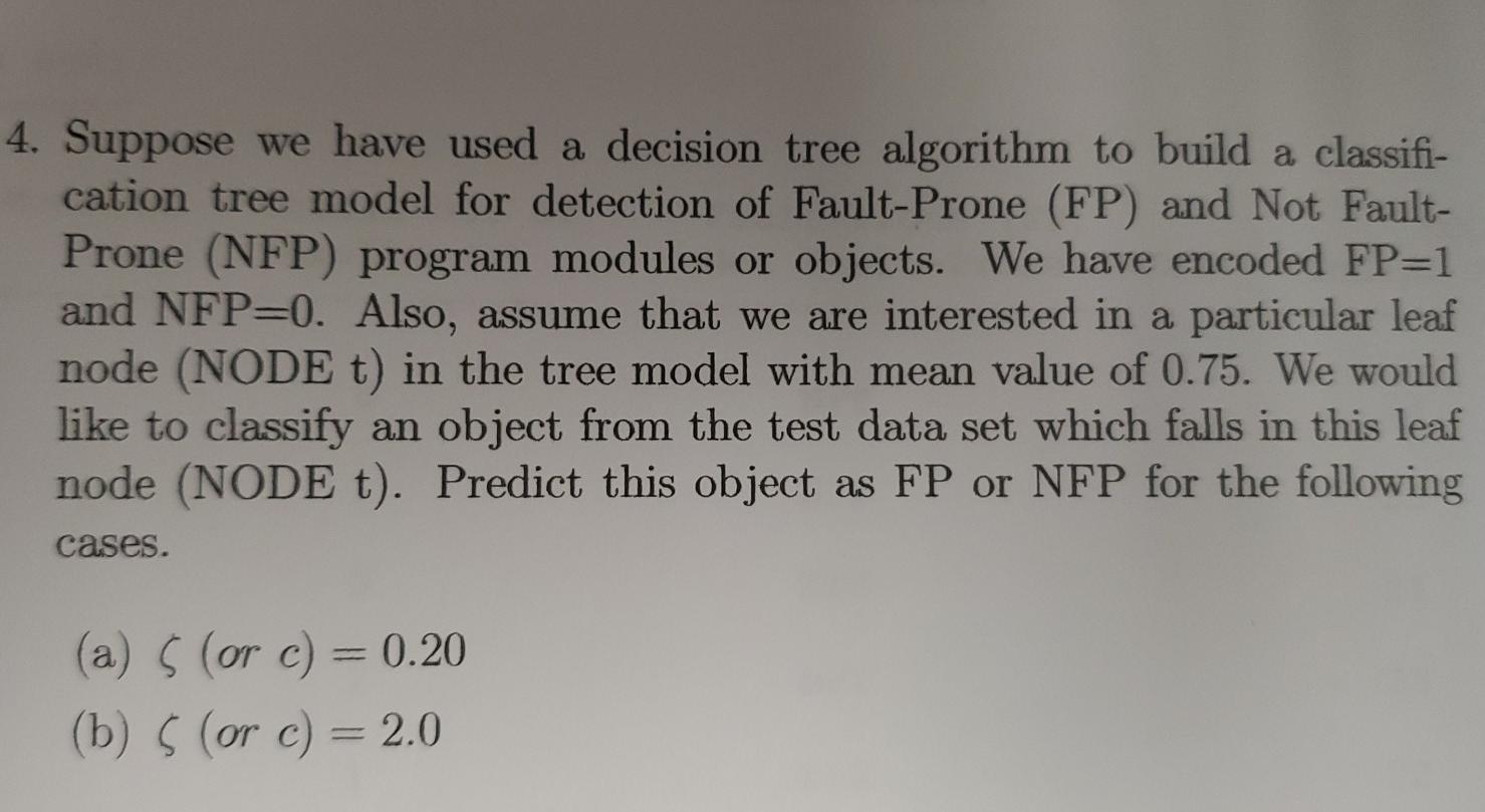 Solved 4. Suppose we have used a decision tree algorithm to | Chegg.com